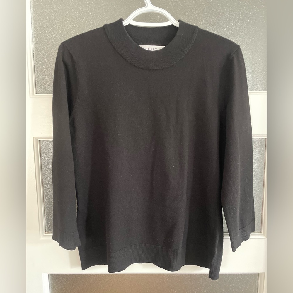 Milly 3/4 sleeve black sweater